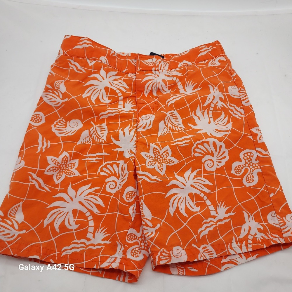 Ralph Lauren Boys 3T Orange Tropical Palm Tree Shell Swim‎ Trunks TR310631